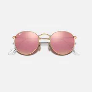Ray-Ban Round Flash Lenses with Gold Trim With Case!!